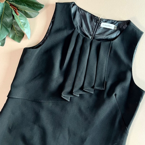 Calvin Klein Black Pleated Front Classy Sheath Dress - Picture 1 of 7